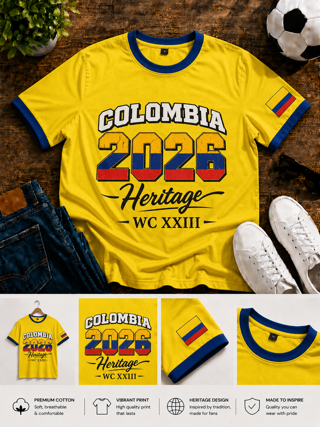 Colombia Ringer Tee – 2026 World Cup Edition
