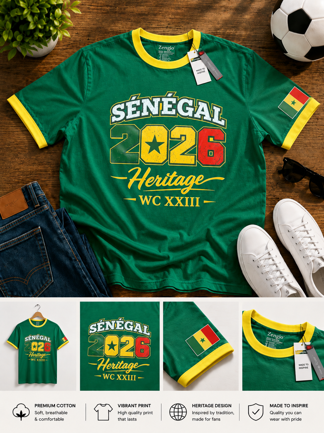 Senegal Ringer Tee – 2026 World Cup Edition
